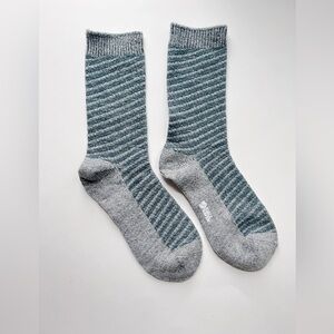 Fjallraven Teal and Gray Striped Crew Wool Socks